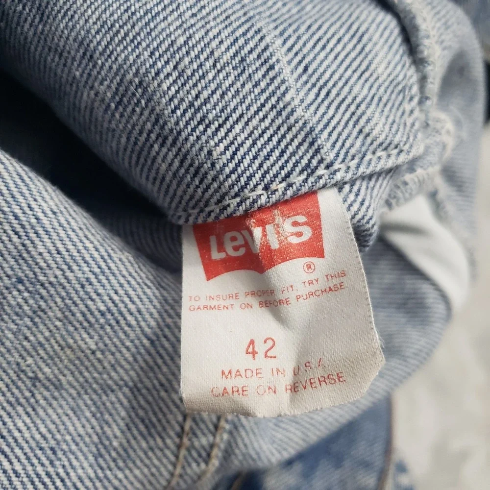 Vintage Levis Trucker Jacket Men 42 Blue Type 3 Made In USA Denim 80s Button 523